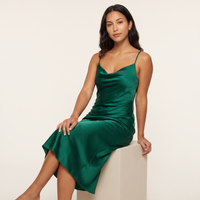 Sienna Satin Cowl Slip Midi Dress – Emerald Green view 5