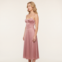 Rosie Corset Satin Midi Dress – Dusty Pink view 3