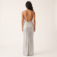 Aurora Sequin Maxi Dress – Silver view 2
