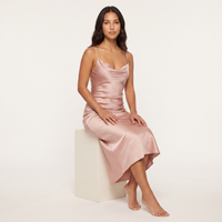 Margot Satin Cowl Slip Midi Dress – Blush Pink view 5