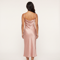 Margot Satin Cowl Slip Midi Dress – Blush Pink view 2