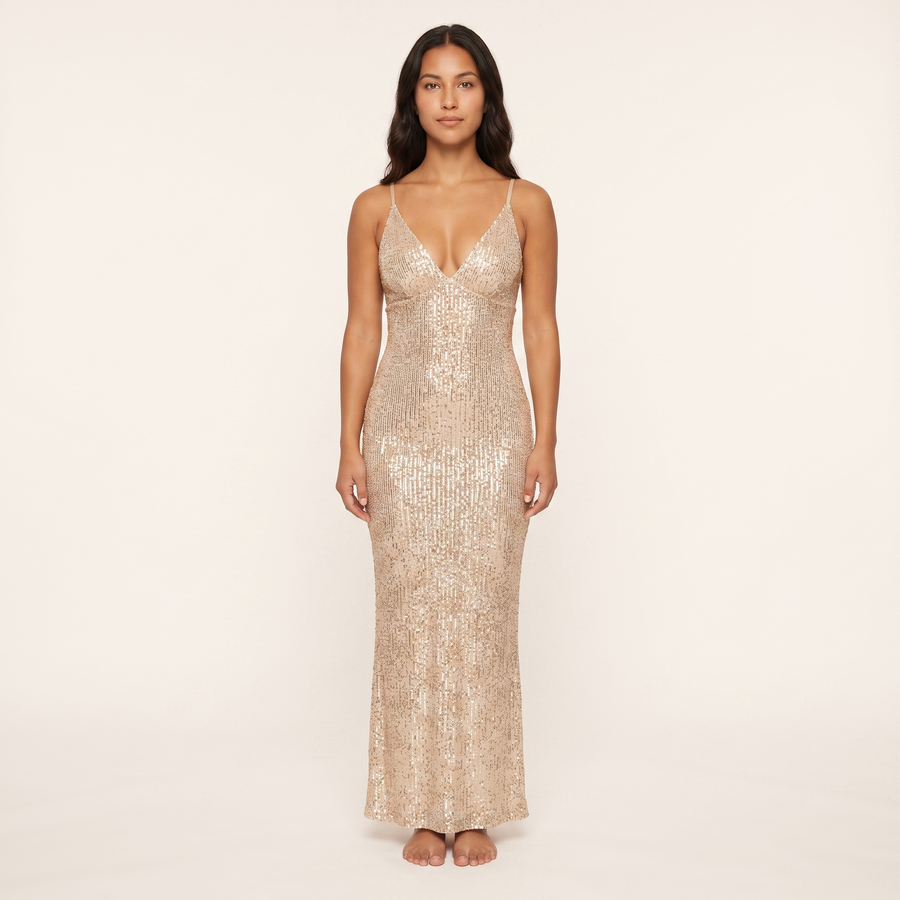 Gilda Sequin Gown – Champagne