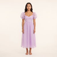 Primrose Organza Puff-Sleeve Midi Dress – Lilac view 1