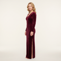 Vixen Velvet Maxi Dress – Burgundy view 3