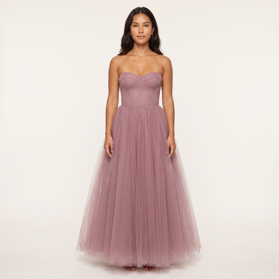 Ophelia Tulle Corset Ball Gown – Mauve