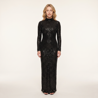 Onyx Sequin Long-Sleeve Gown – Black view 1