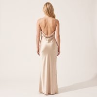 Colette Satin Cowl Slip Maxi Dress – Champagne view 2