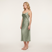 Elowen Satin Cowl Slip Midi Dress – Sage view 3