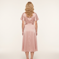 Coralie Satin Wrap Midi Dress – Blush view 2