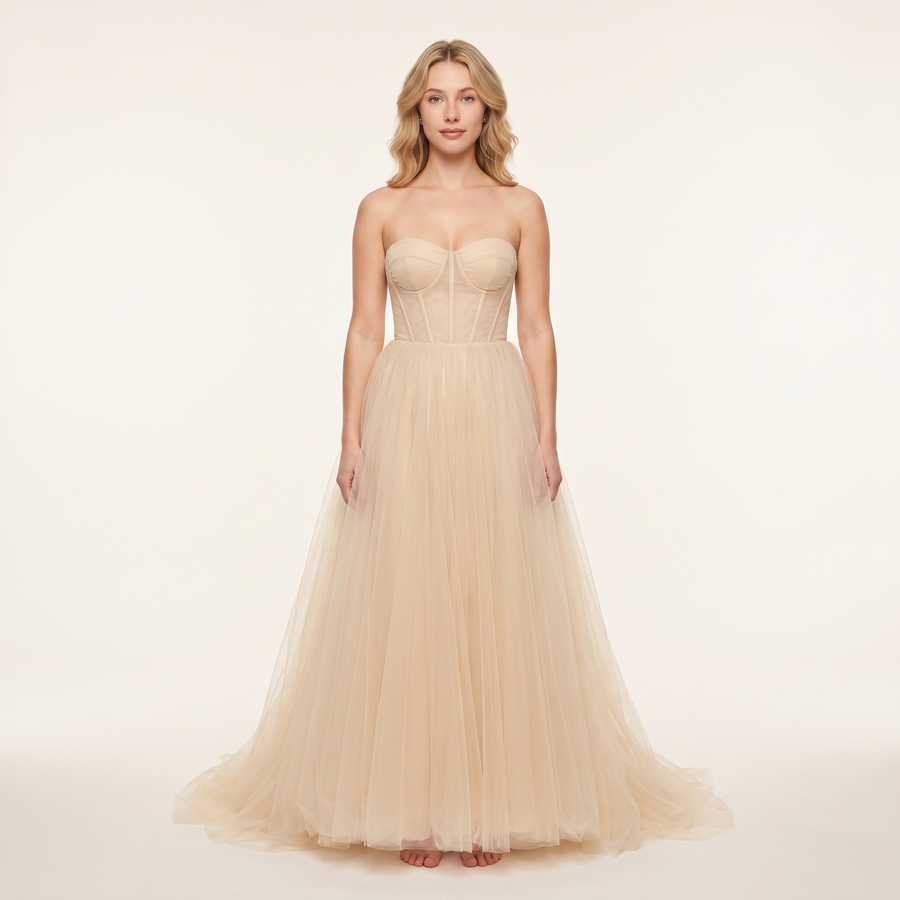 Noor Tulle Ball Gown – Champagne