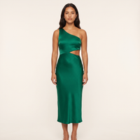 Priya Cut-Out Satin Midi Dress – Emerald view 1