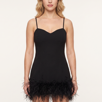 Lorelei Feather-Trim Mini Dress – Black view 4