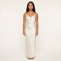 Anouk Satin Cowl Slip Maxi Dress – Ivory view 1