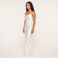 Anouk Satin Cowl Slip Maxi Dress – Ivory view 3