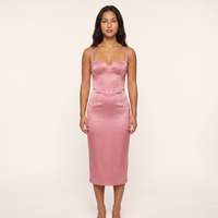 Giselle Satin Corset Midi Dress – Pink view 1