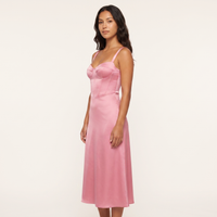 Giselle Satin Corset Midi Dress – Pink view 3
