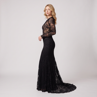 Nadia Lace Long-Sleeve Gown – Black view 3