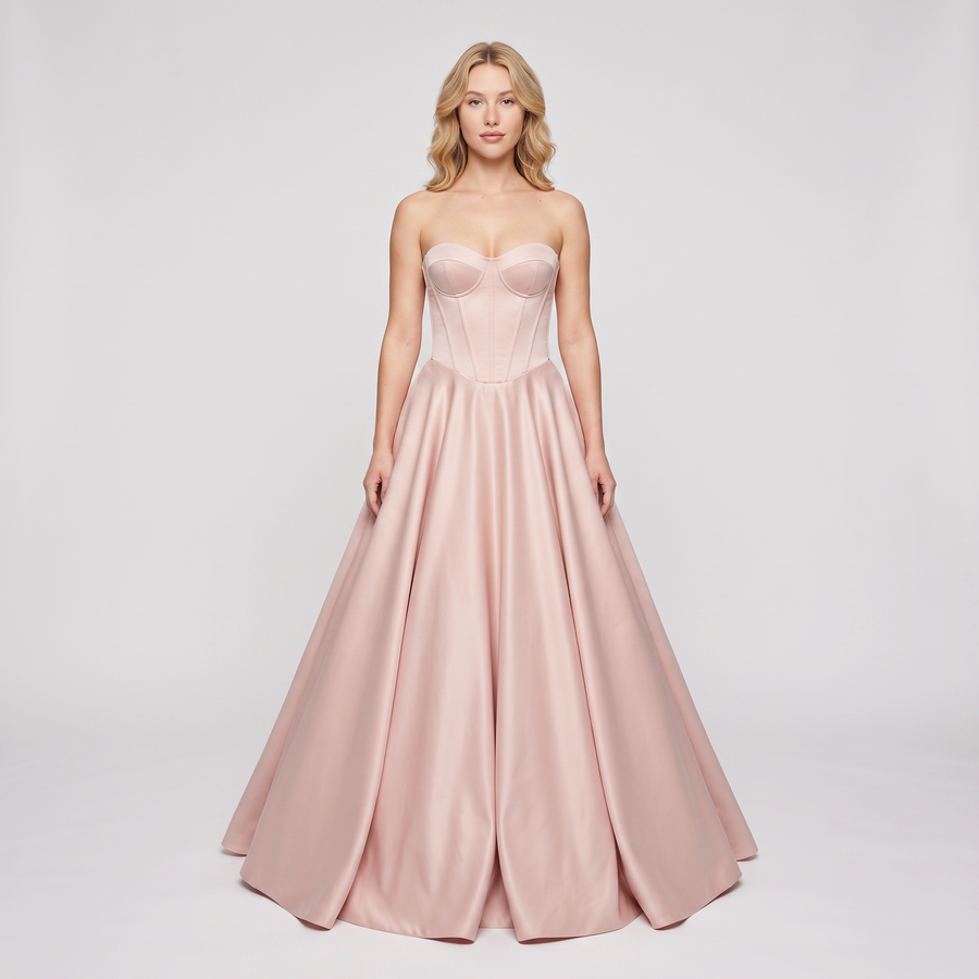 Elodie Corset Ball Gown – Blush Pink