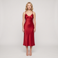 Delilah Satin Slip Midi Dress – Red view 1