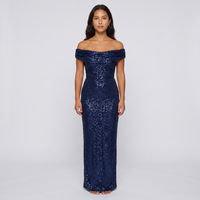 Maeve Sequin Off-Shoulder Gown – Navy view 1
