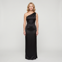 Verona One-Shoulder Satin Gown – Black view 1
