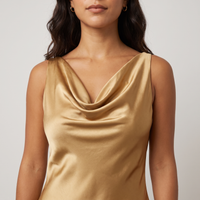 Zaria Satin Cowl Slip Midi Dress – Gold view 4