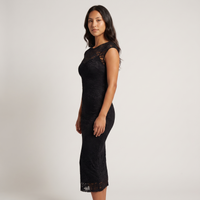 Elise Lace Bodycon Midi Dress – Black view 3