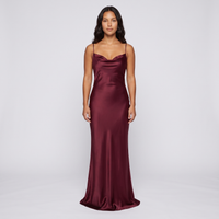 Alessia Satin Cowl Gown – Burgundy view 1