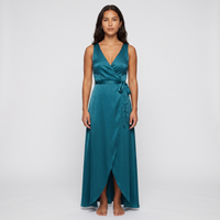 Ximena Satin Wrap Gown – Teal view 1