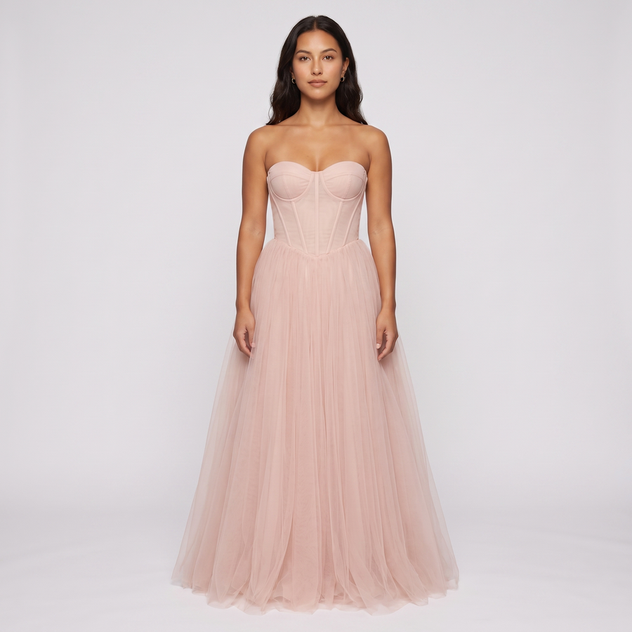 Della Tulle Corset Ball Gown – Blush