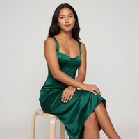 Odalys Satin Corset Midi Dress – Emerald view 5