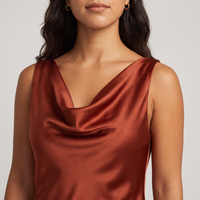 Yara Satin Cowl Gown – Rust view 4