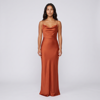 Yara Satin Cowl Gown – Rust view 1