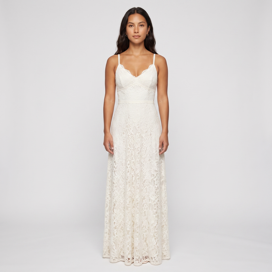 Adeline Lace Maxi Gown – Ivory