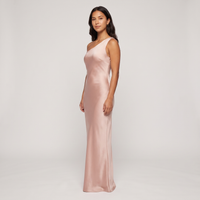 Serena One-Shoulder Satin Gown – Blush view 3