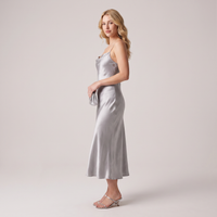 Nova Satin Slip Midi Dress – Silver view 3