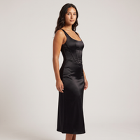Ottilie Satin Corset Midi Dress – Black view 3