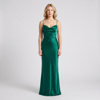 Farrah Satin Cowl Gown – Emerald view 1