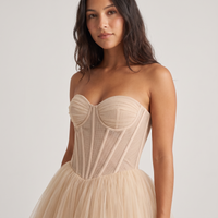 Josephine Tulle Corset Ball Gown – Champagne view 4