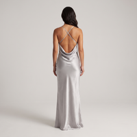 Delta Satin Cowl Gown – Silver view 2