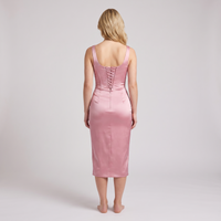 Cosima Satin Corset Midi Dress – Pink view 2