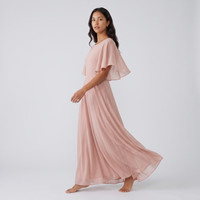 Sylvie Chiffon Flutter Maxi Dress – Blush view 3