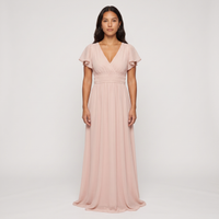 Sylvie Chiffon Flutter Maxi Dress – Blush view 1