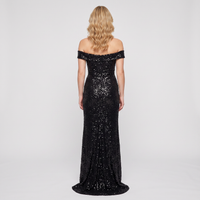 Octavia Sequin Off-Shoulder Gown – Black view 3