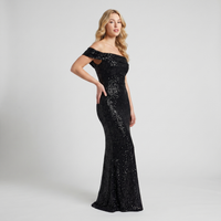 Octavia Sequin Off-Shoulder Gown – Black view 2