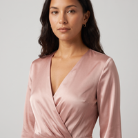 Pia Satin Wrap Midi Dress – Blush Pink view 5