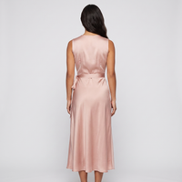 Pia Satin Wrap Midi Dress – Blush Pink view 3