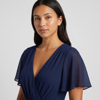 Emmeline Chiffon Flutter-Sleeve Maxi Dress – Navy view 5