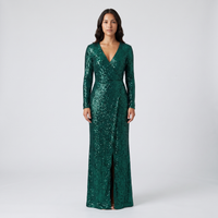 Winona Sequin Wrap Maxi Gown – Emerald view 1