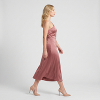 Rosalie Satin One-Shoulder Midi Dress – Dusty Rose view 4